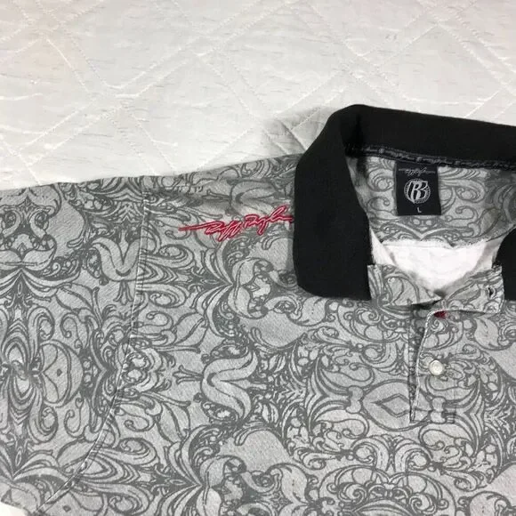 Vintage Ruff Ryders‎ gray and black Polo shirt Large